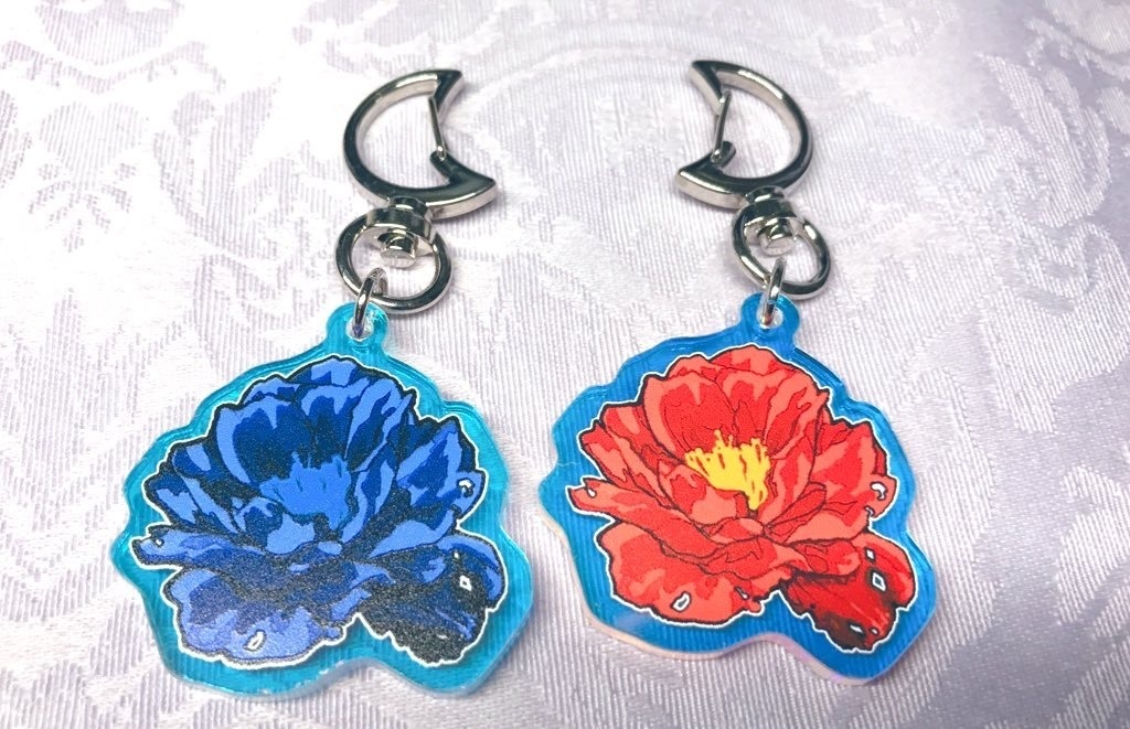 オーロラアクリルキーホルダー(椿・ベタ)