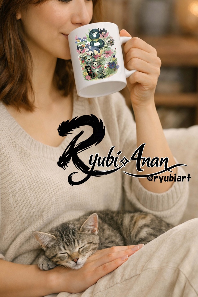 花とねこの幸せの時間（縁起物）	Cats in Bloom
