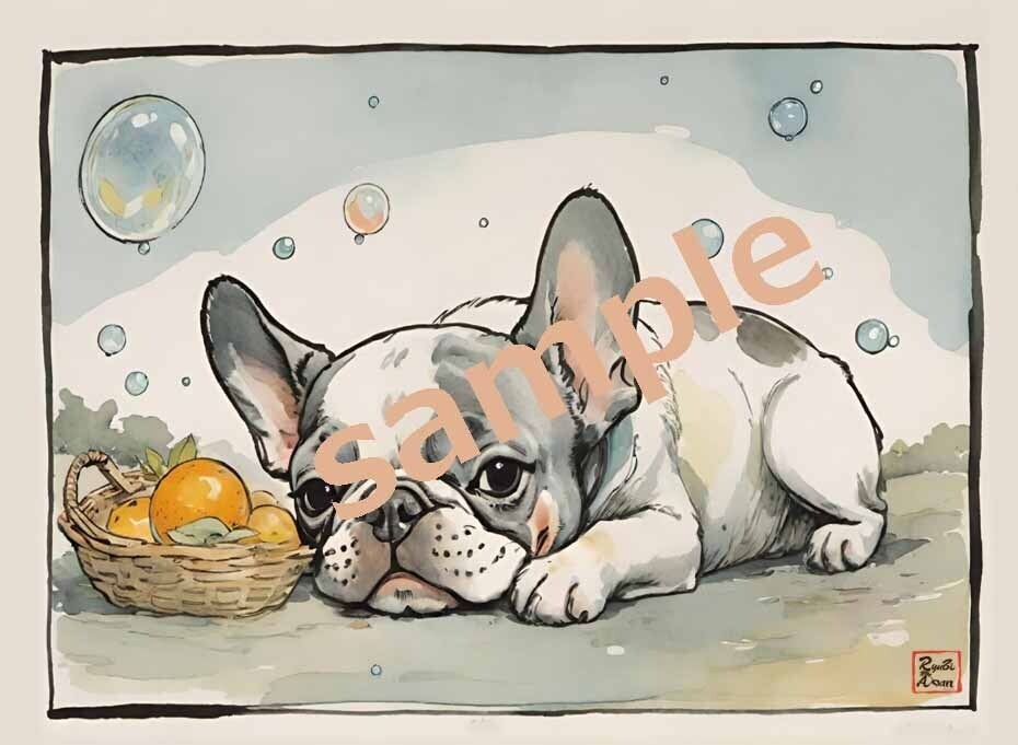 犬とオレンジと水玉(縁起物) Dog • Orange • Lucky Dots