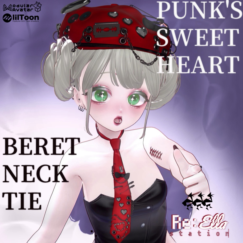 【Re:ELLA Station × #RLB】PUNK'S SWEETHEART BERET/NECK TIE【7アバターセミ対応】