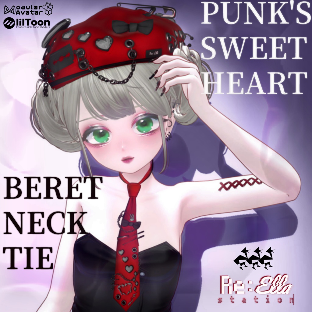 【Re:ELLA Station × #RLB】PUNK'S SWEETHEART BERET/NECK TIE【7アバターセミ対応】