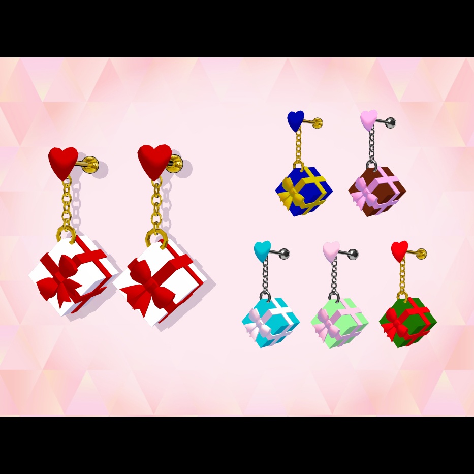 【無料】【VRC想定】プレゼント型ピアス