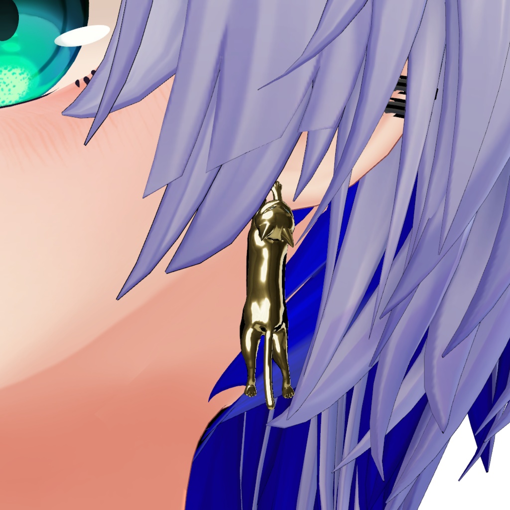 【VRC想定】揺れる ぶら下がる 猫のピアス