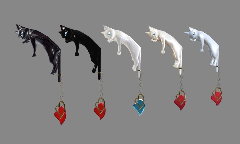 【VRC想定】左耳・猫のイアーカフ(揺れる尻尾)