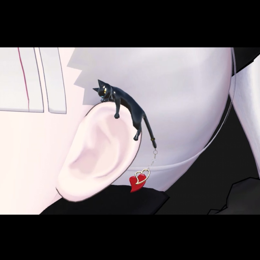 【VRC想定】左耳・猫のイアーカフ(揺れる尻尾)