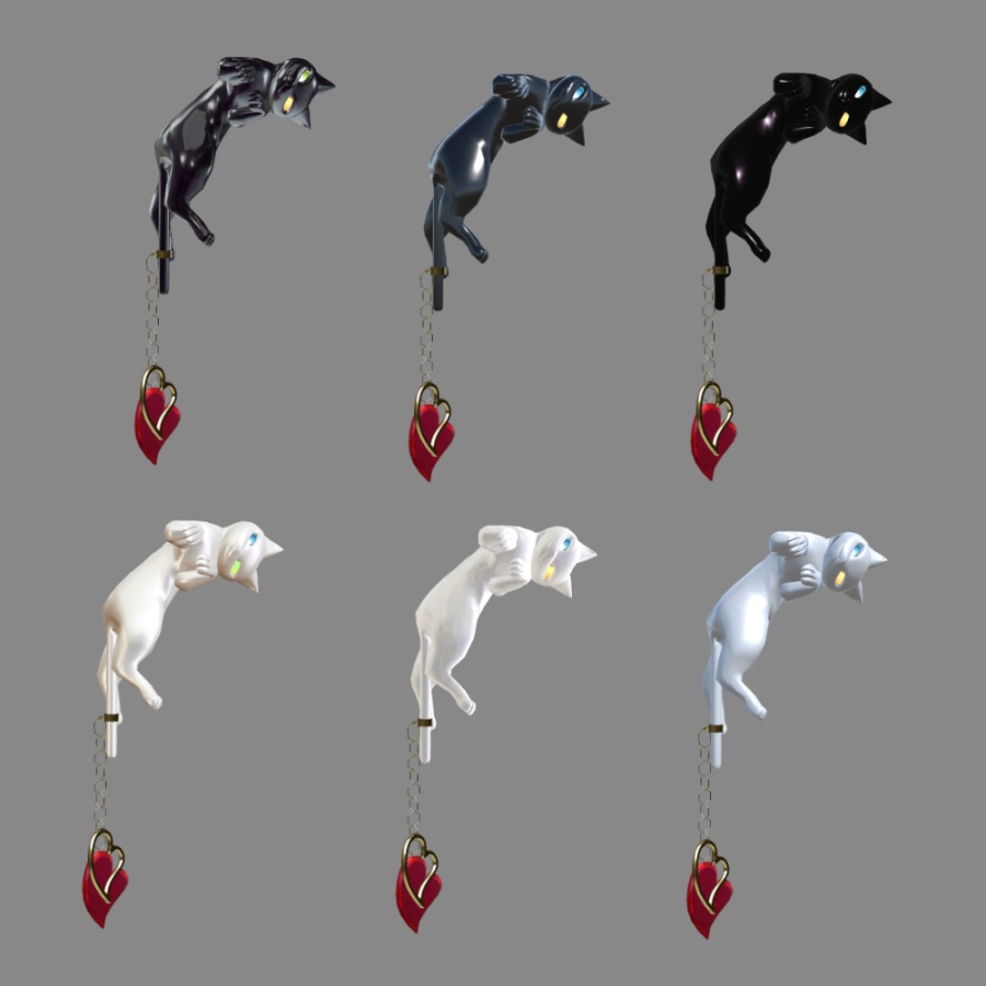 【VRC想定】右耳・猫のイアーカフ(揺れる尻尾)