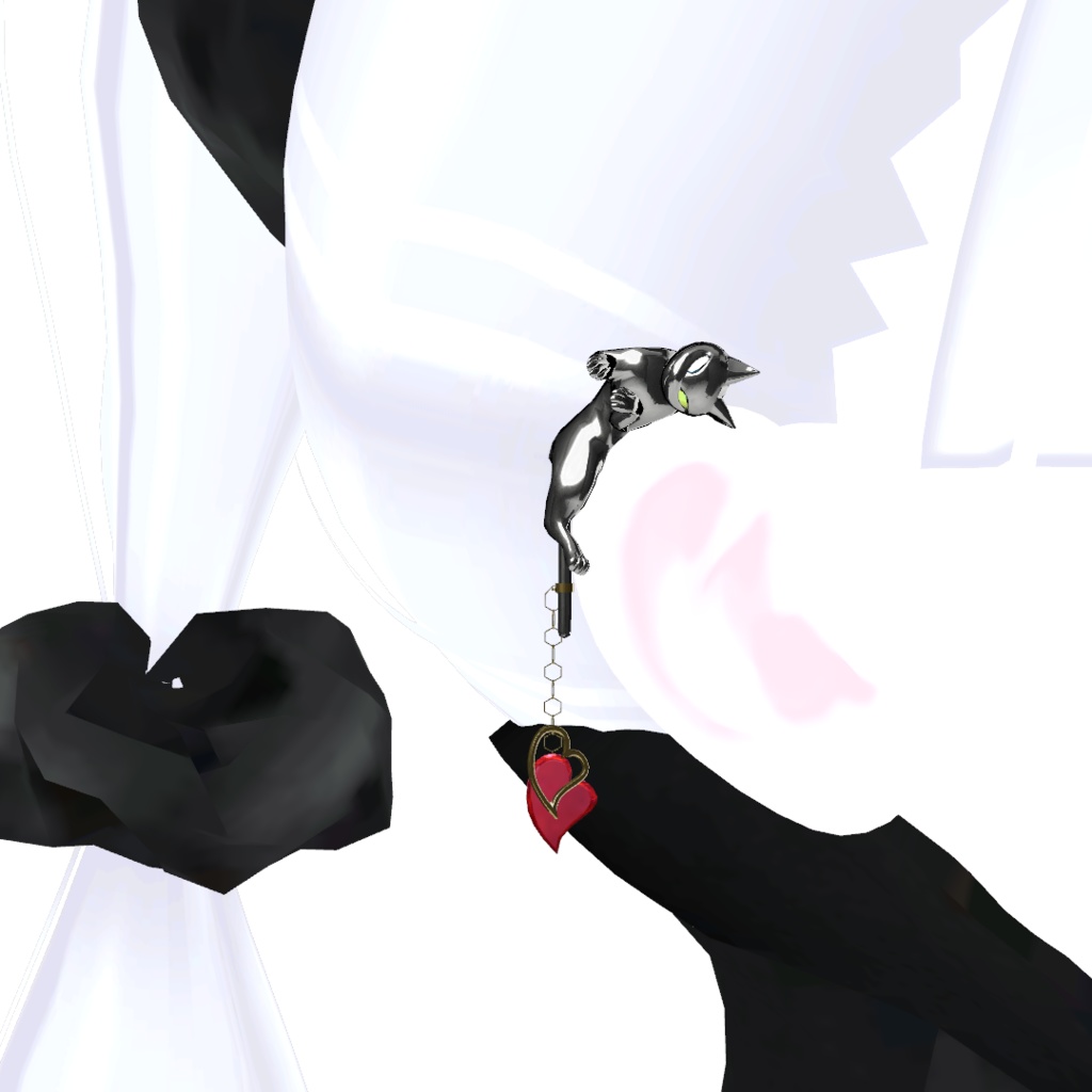 【VRC想定】右耳・猫のイアーカフ(揺れる尻尾)