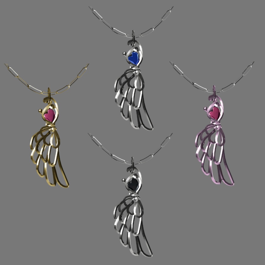 【VRC想定】ハートと羽のネックレス