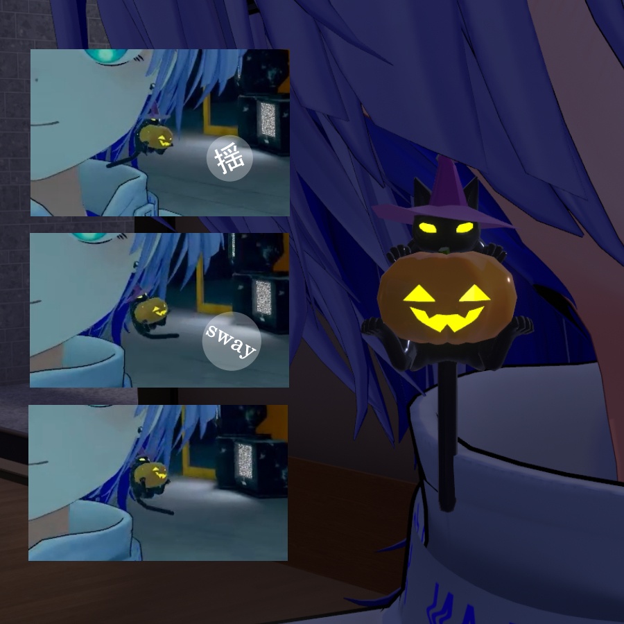 【VRC想定】ハロウィンなネコピアス(+カボチャのみVer有)
