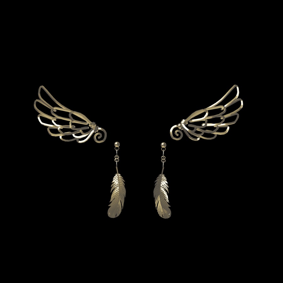 【VRC想定】羽の耳飾りとピアス