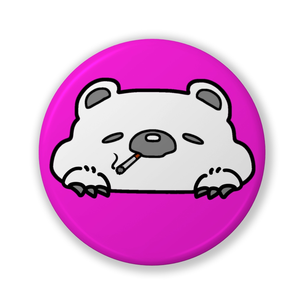 ヤニクマ缶バッチピンク【32㎜】