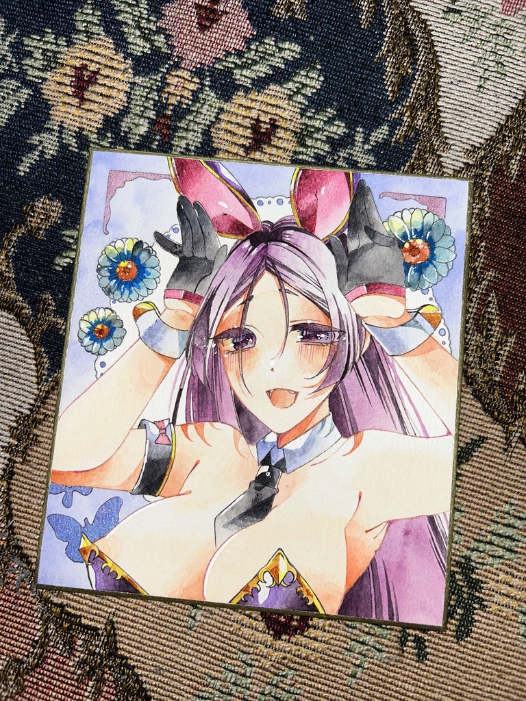 ミニ色紙 源頼光 透明水彩