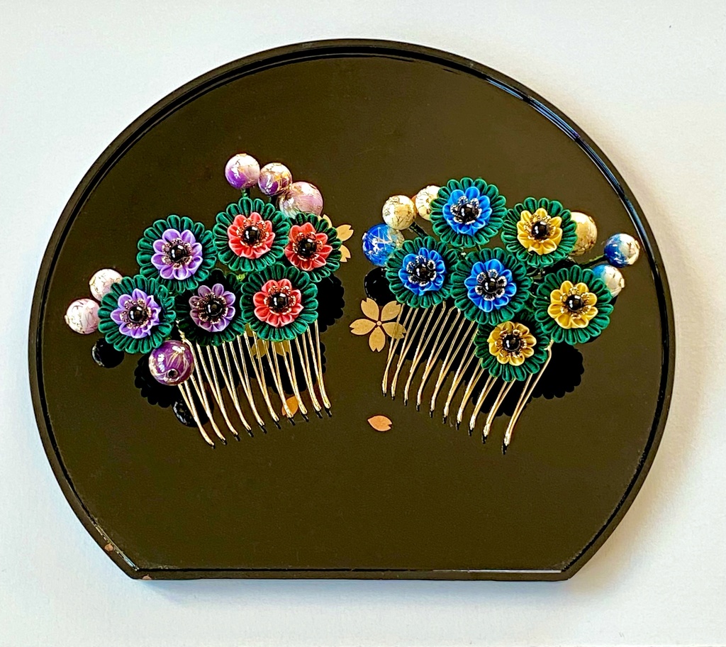 江イメージつまみ細工ヘアコーム(小花)