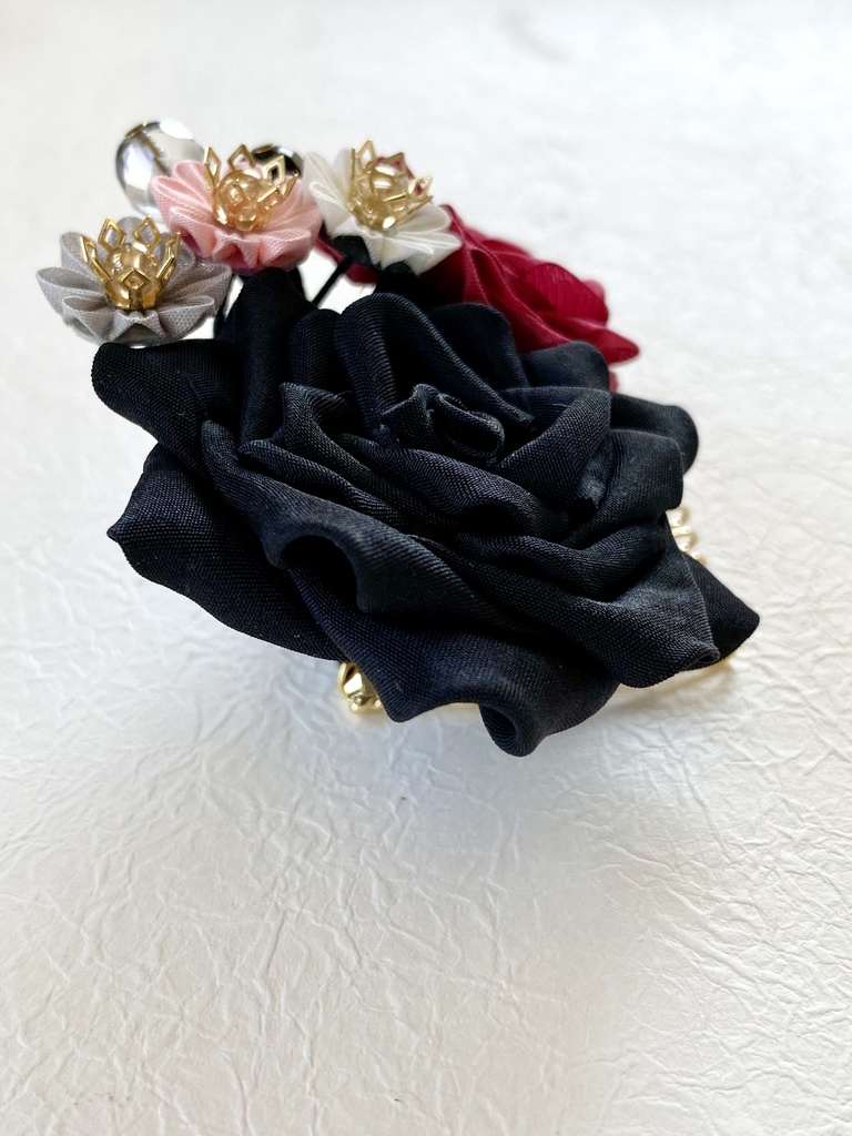 長船派イメージつまみ細工ヘアコーム(薔薇)