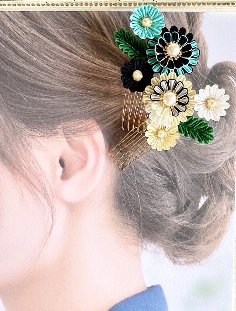 刀剣男士イメージ つまみ細工ヘアコーム『雛菊』