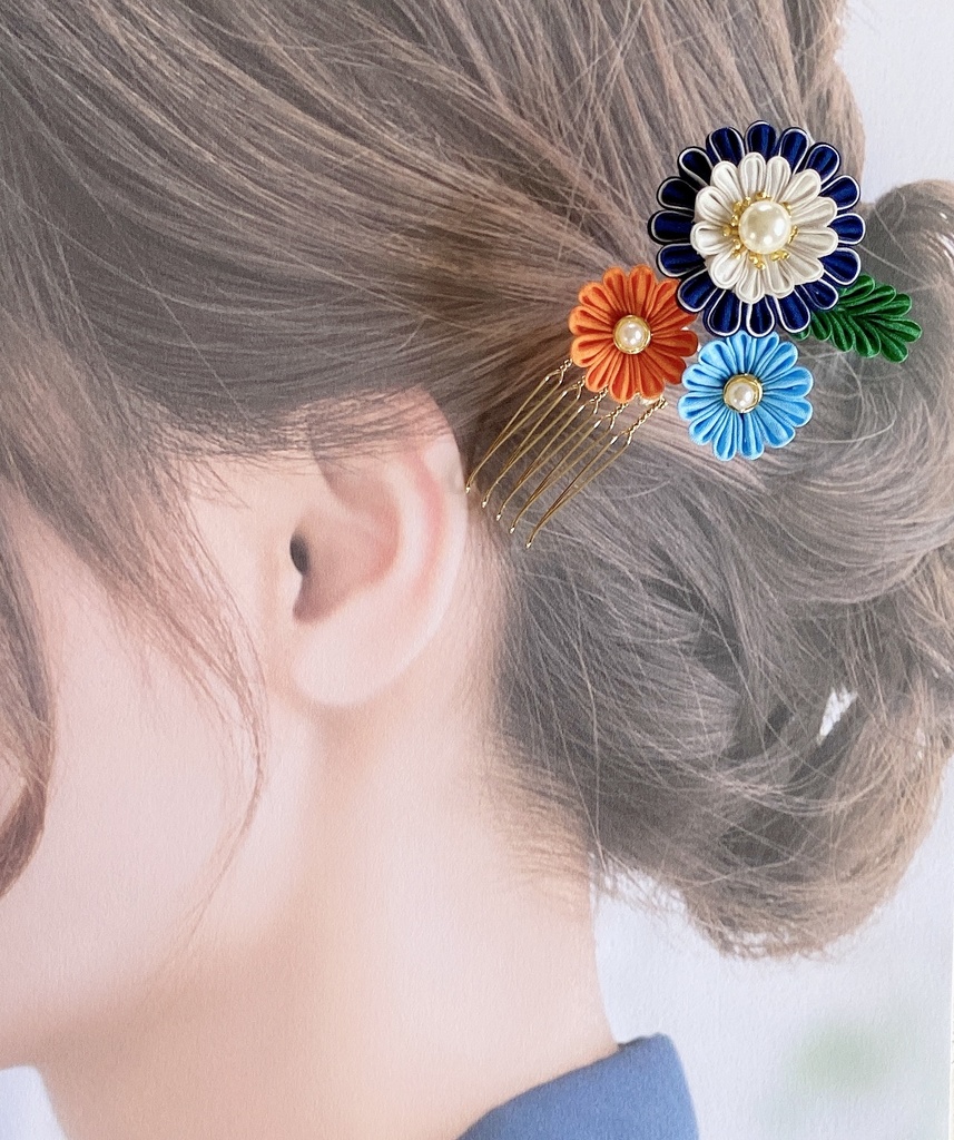 刀剣男士イメージ つまみ細工ヘアコーム『雛菊』