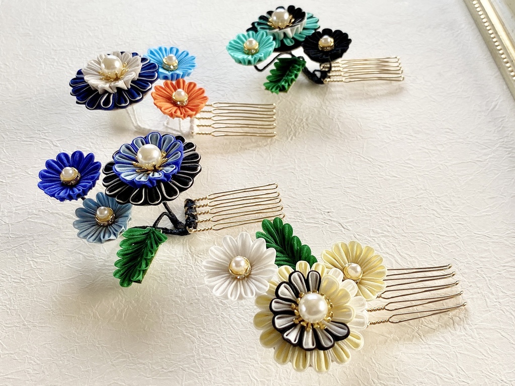 刀剣男士イメージ つまみ細工ヘアコーム『雛菊』