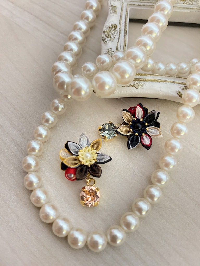 刀剣男士イメージ つまみ細工 小さなお花ピアス/イヤリング (改) 其の壱