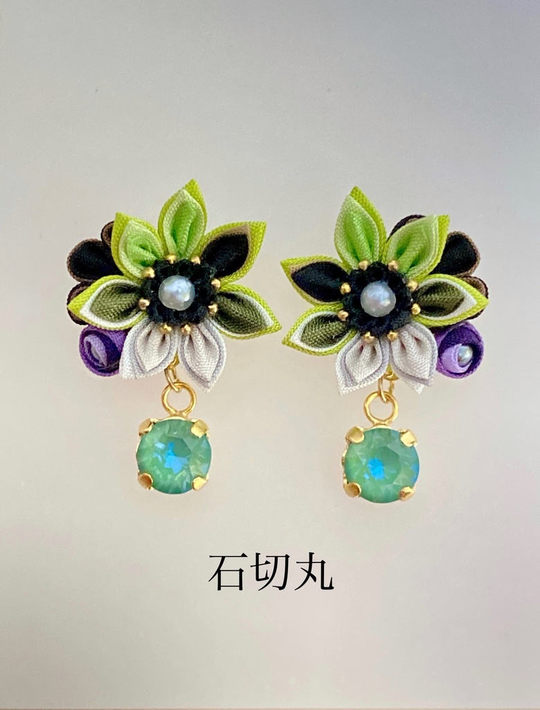 刀剣男士イメージ つまみ細工 小さなお花ピアス/イヤリング (改) 其の壱