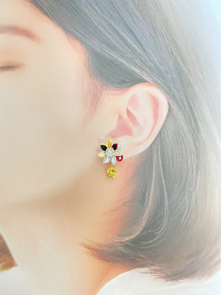 刀剣男士イメージ つまみ細工 小さなお花ピアス/イヤリング (改) 其の壱