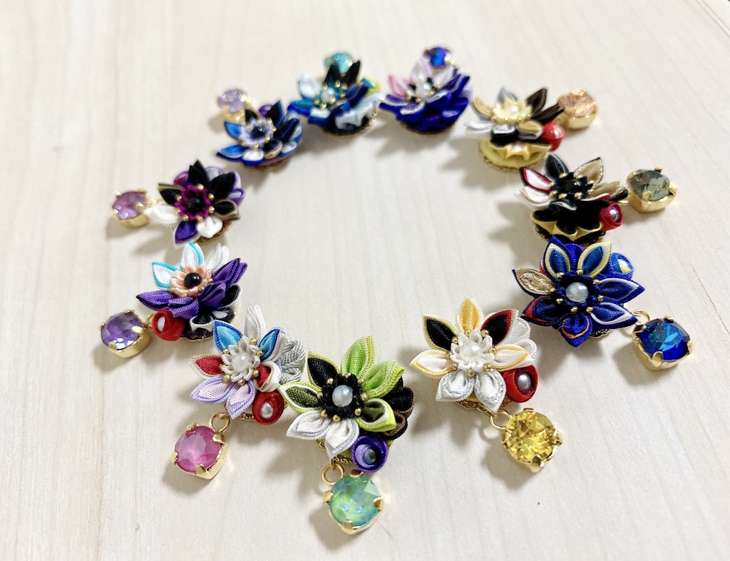 刀剣男士イメージ つまみ細工 小さなお花ピアス/イヤリング (改) 其の壱