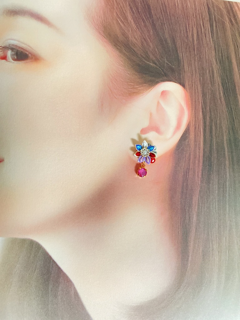 刀剣男士イメージ つまみ細工 小さなお花ピアス/イヤリング (改) 其の壱