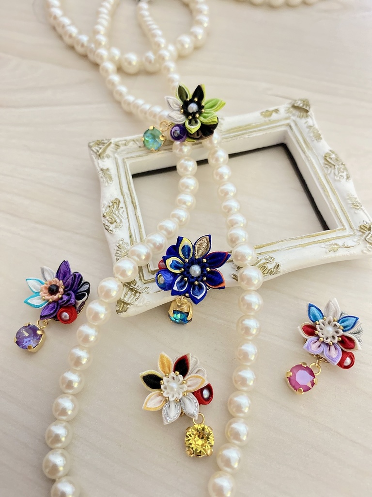 刀剣男士イメージ つまみ細工 小さなお花ピアス/イヤリング (改) 其の壱