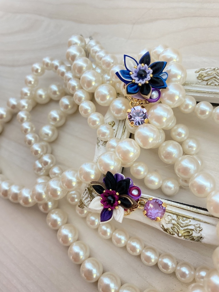 刀剣男士イメージ つまみ細工 小さなお花ピアス/イヤリング (改) 其の壱