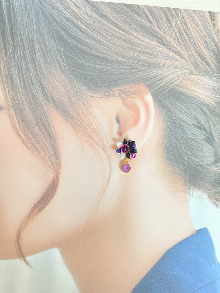 刀剣男士イメージ つまみ細工 小さなお花ピアス/イヤリング (改) 其の壱