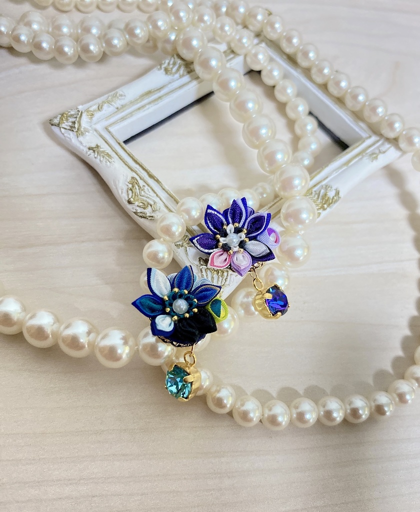 刀剣男士イメージ つまみ細工 小さなお花ピアス/イヤリング (改) 其の壱