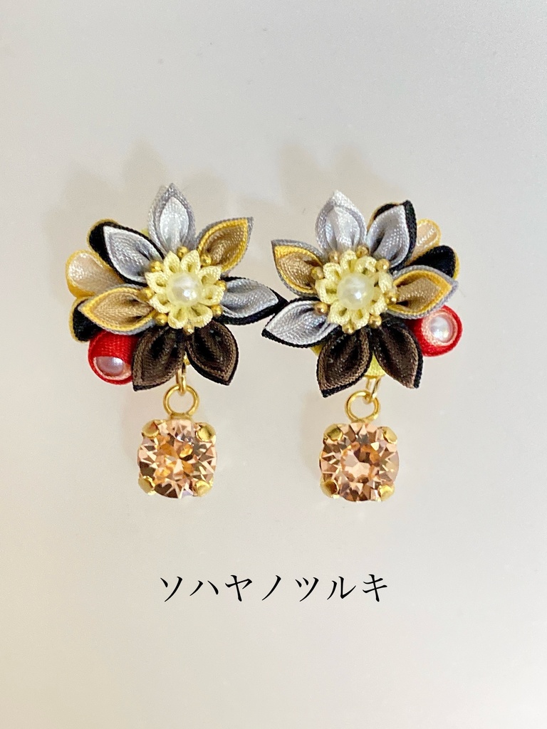 刀剣男士イメージ つまみ細工 小さなお花ピアス/イヤリング (改) 其の壱