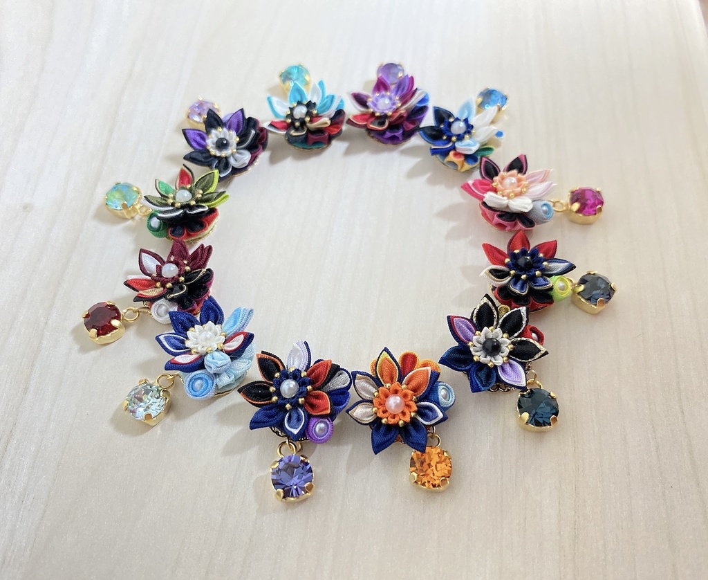 刀剣男士イメージ つまみ細工 小さなお花ピアス/イヤリング (改) 其の弐