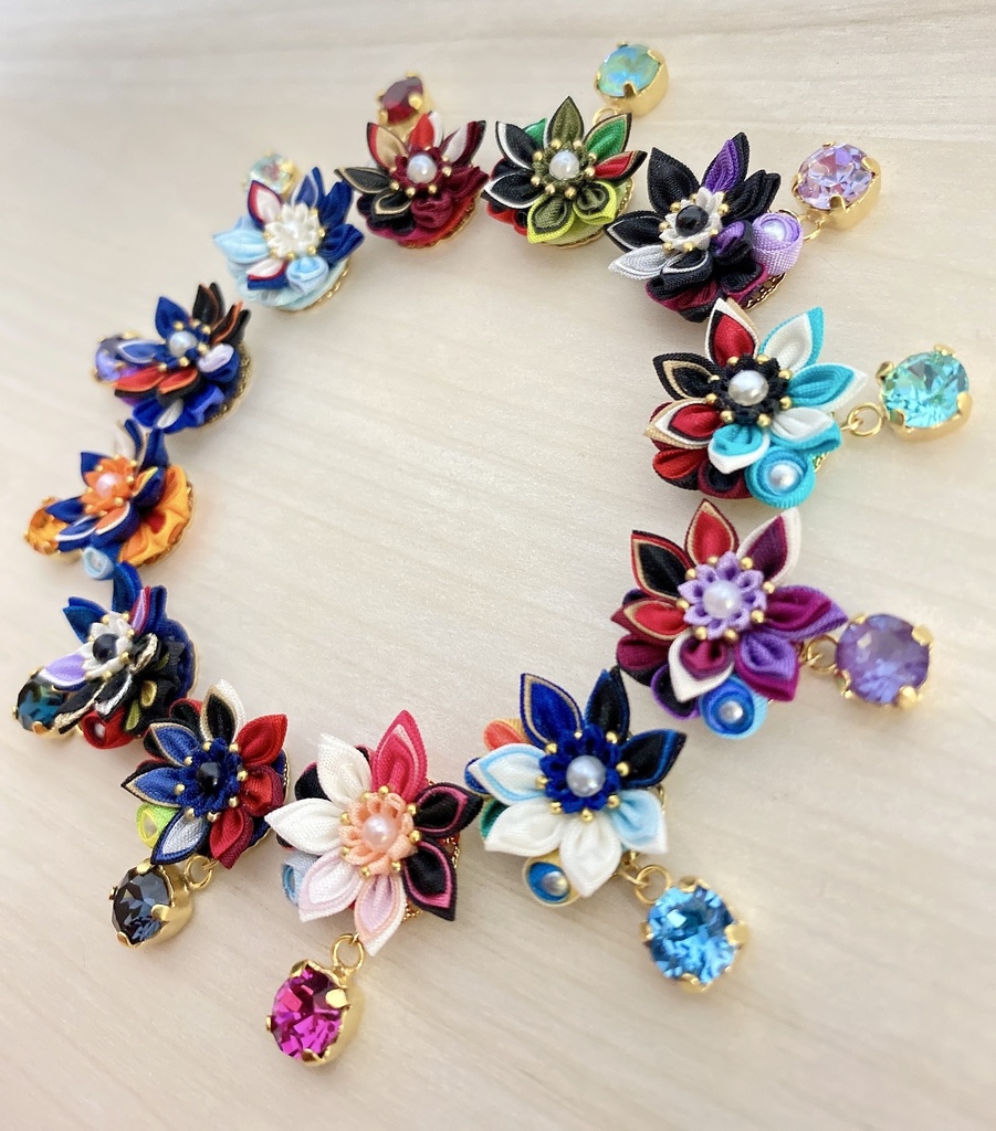 刀剣男士イメージ つまみ細工 小さなお花ピアス/イヤリング (改) 其の弐