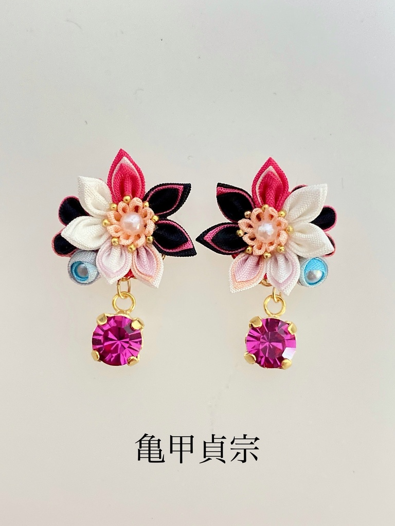 刀剣男士イメージ つまみ細工 小さなお花ピアス/イヤリング (改) 其の弐