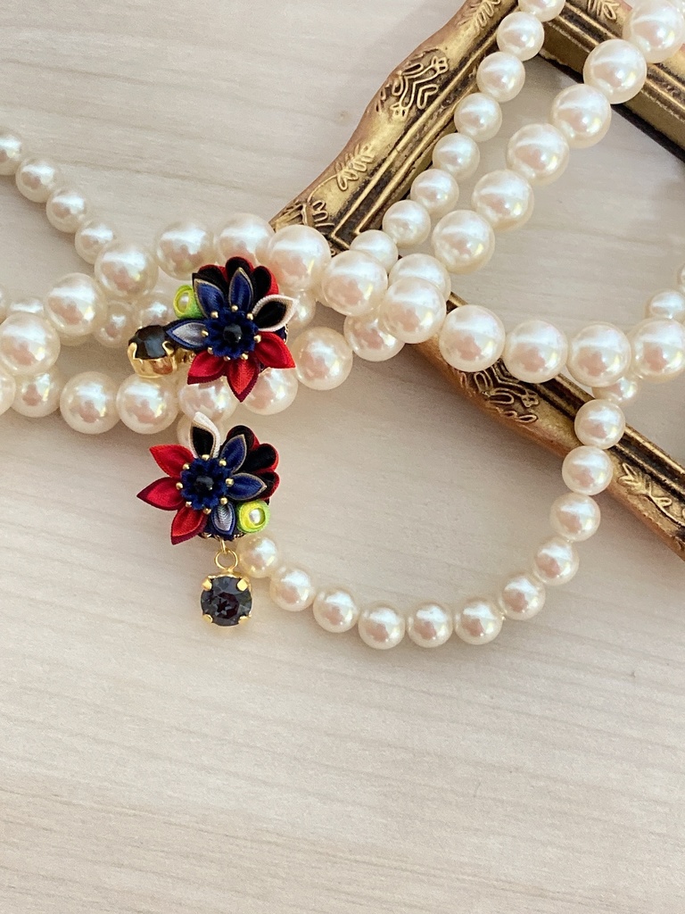 刀剣男士イメージ つまみ細工 小さなお花ピアス/イヤリング (改) 其の弐