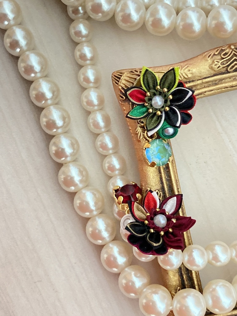 刀剣男士イメージ つまみ細工 小さなお花ピアス/イヤリング (改) 其の弐