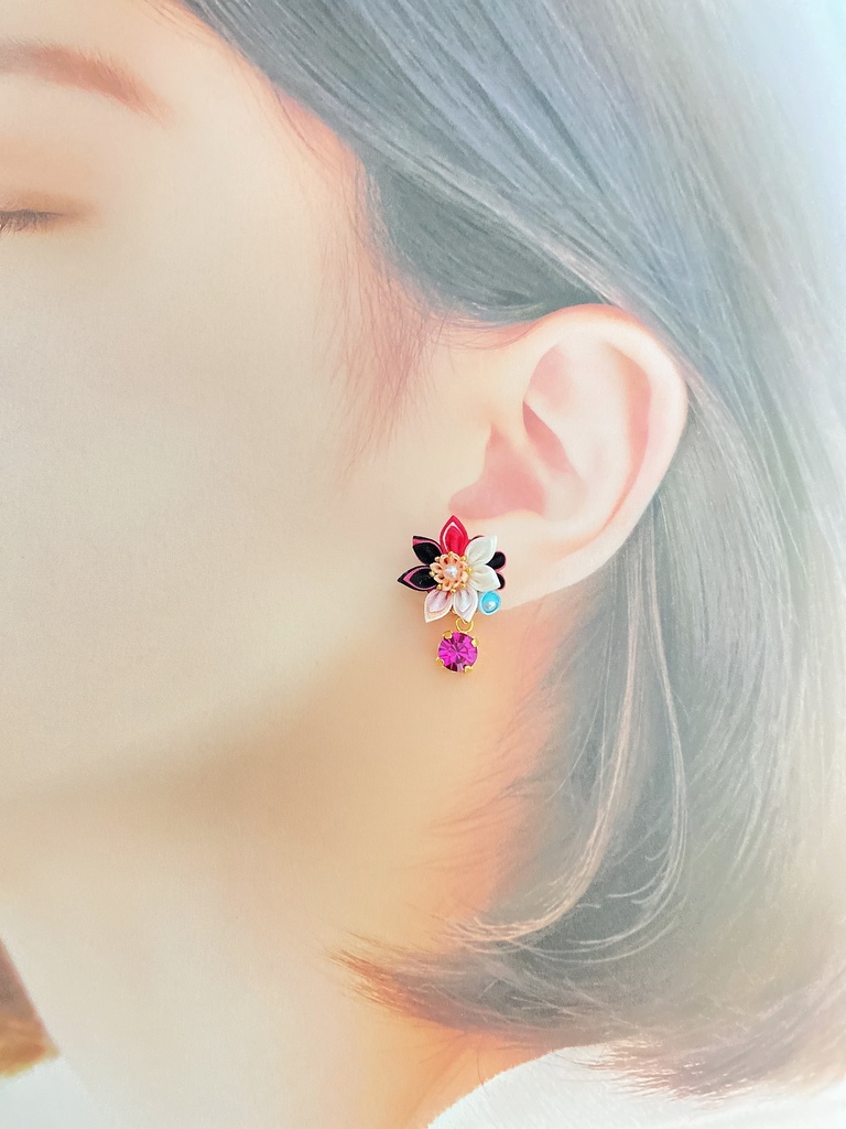 刀剣男士イメージ つまみ細工 小さなお花ピアス/イヤリング (改) 其の弐