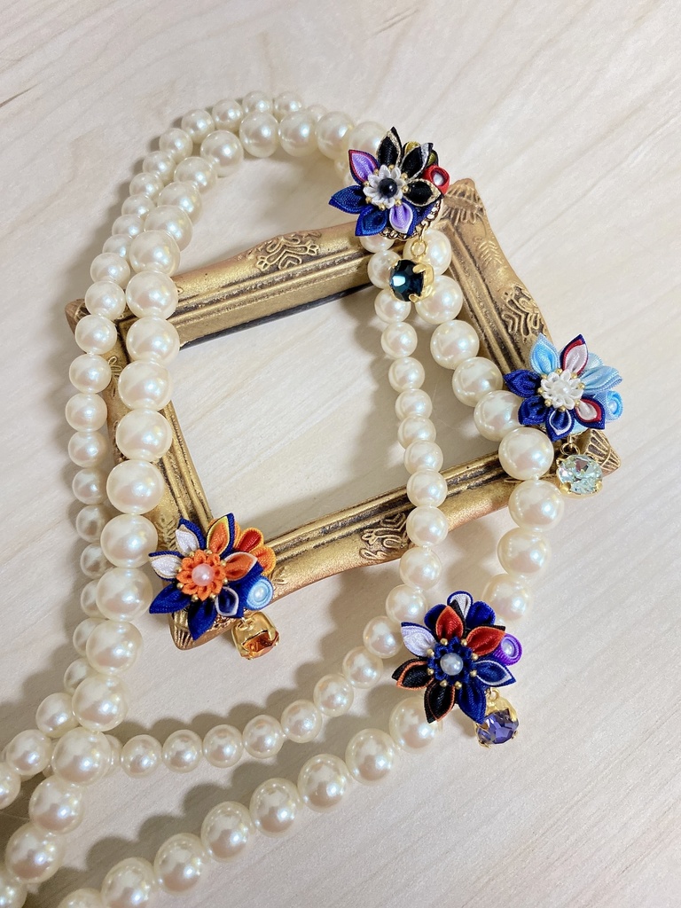 刀剣男士イメージ つまみ細工 小さなお花ピアス/イヤリング (改) 其の弐