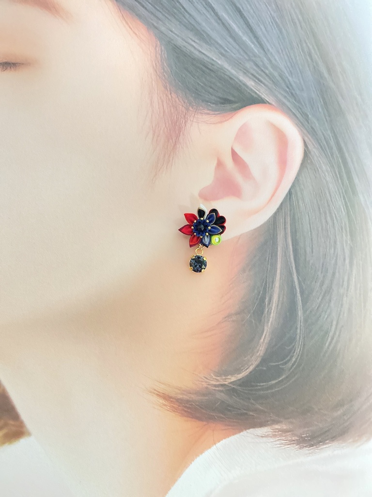 刀剣男士イメージ つまみ細工 小さなお花ピアス/イヤリング (改) 其の弐