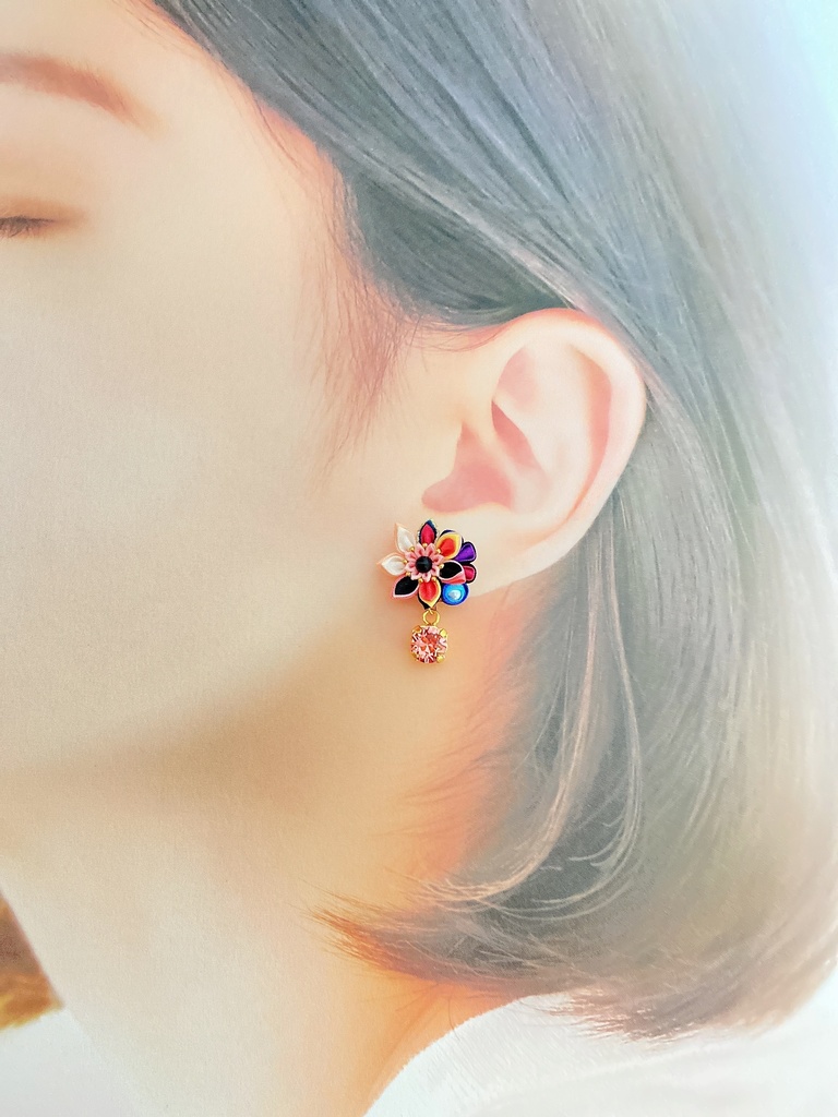 刀剣男士イメージ つまみ細工 小さなお花ピアス/イヤリング (改) 其の参