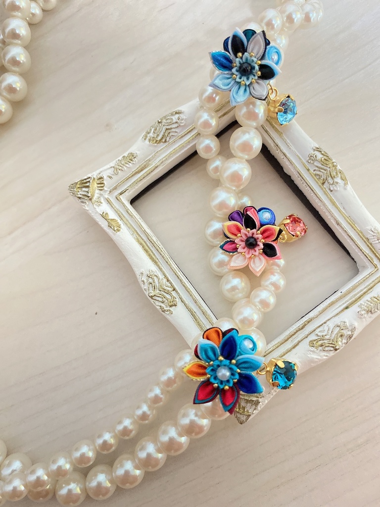 刀剣男士イメージ つまみ細工 小さなお花ピアス/イヤリング (改) 其の参