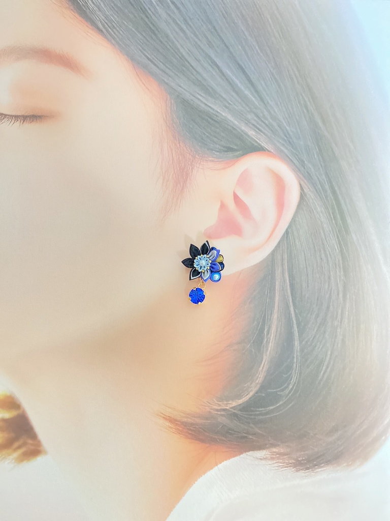 刀剣男士イメージ つまみ細工 小さなお花ピアス/イヤリング (改) 其の参