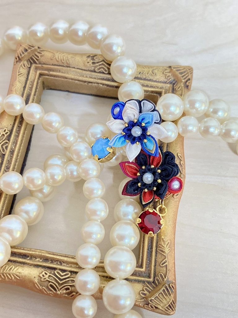 刀剣男士イメージ つまみ細工 小さなお花ピアス/イヤリング (改) 其の参