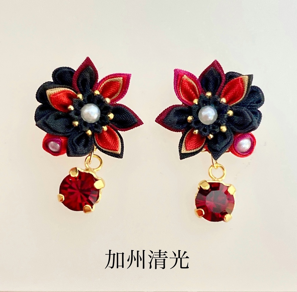 刀剣男士イメージ つまみ細工 小さなお花ピアス/イヤリング (改) 其の参
