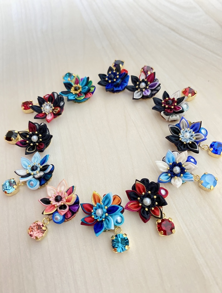 刀剣男士イメージ つまみ細工 小さなお花ピアス/イヤリング (改) 其の参