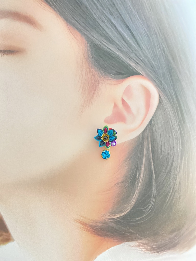 刀剣男士イメージ つまみ細工 小さなお花ピアス/イヤリング (改) 其の参