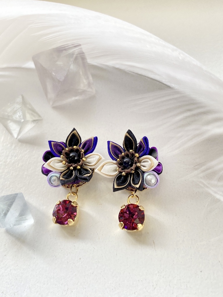 刀剣男士イメージ つまみ細工 小さなお花ピアス/イヤリング (改) 其の肆