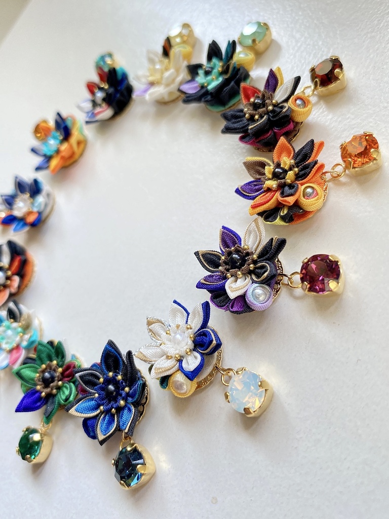 刀剣男士イメージ つまみ細工 小さなお花ピアス/イヤリング (改) 其の肆