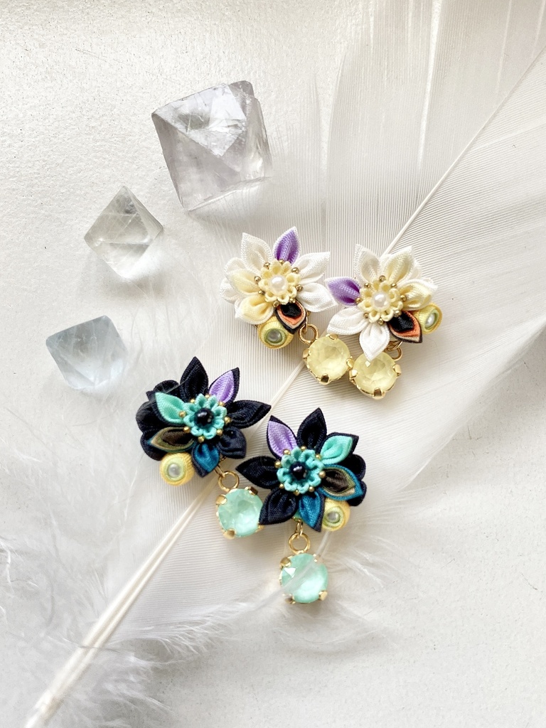 刀剣男士イメージ つまみ細工 小さなお花ピアス/イヤリング (改) 其の肆