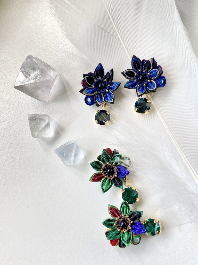 刀剣男士イメージ つまみ細工 小さなお花ピアス/イヤリング (改) 其の肆